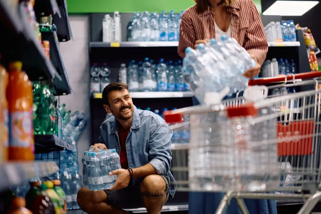 Customers buying drinking water at a smart water shop
